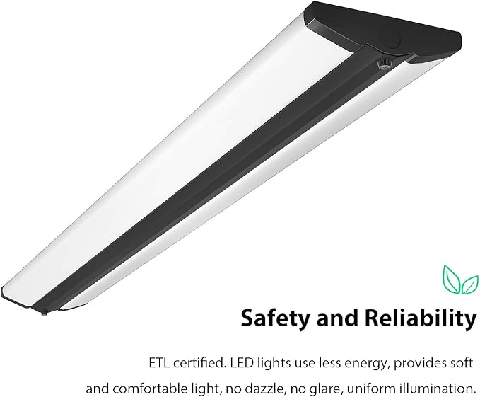 FAITHSAIL 4FT LED Wraparound Light Fixture Ceiling Mount, Ultra Slim 50W LED Garage Light Flush Mount, 4000K Neutral White, 5500 Lumens, Fluorescent Fixtures Replacement, 1 Pack