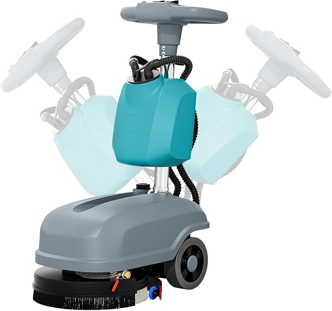 C3 15" Walk-Behind Commercial Floor Scrubber Machine, 500W Motor | 6 Gal Recovery Tank | 23" Suction Width | Brush Speed 200 RPM | 24,000 Sqft/h Coverage | Complete Set of Parts.