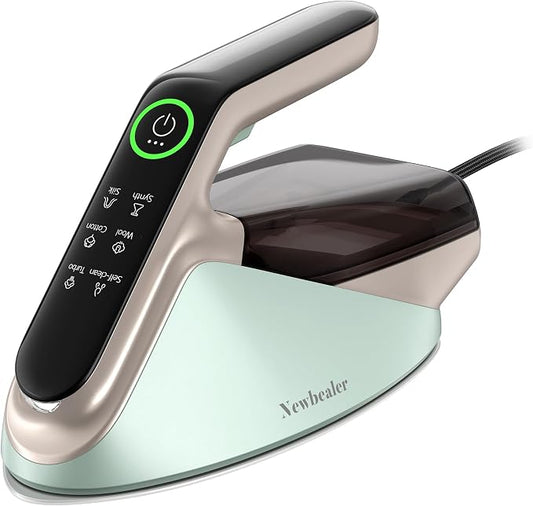 Newbealer Steam Generator Iron, 1500W Turbo Steamer for Clothes (Green) | 2 Bar Steam Pressure Clothes Iron, 4 Steam & 4 Dry Heat Modes, Fast Heat-Up, 350ml Detachable Tank, Auto-Off, Self-Cleaning