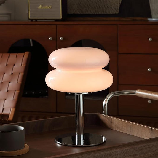 Glivpny Mushroom Lamp Table Lamp for Night Stands,Mid Century Modern Desk Lamps for Bedroom, Vintage Dimmable Bedside Small Cute Lamps, Cool Aesthetic House Warming Gifts New Home Decor (Pink)
