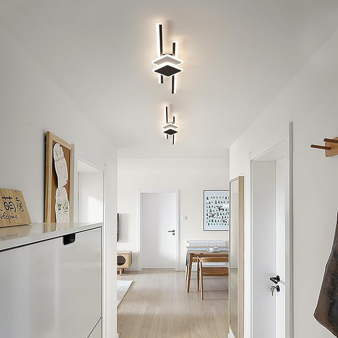 Qcyuui Linear Ceiling Light Modern LED Ceiling Lamp Dimmable Acrylic Ceiling Lighting Fixture with Remote Control for Bedroom Kitchen Dining Room Cloakroom Hallway(45W/39.4in/Linear Square)