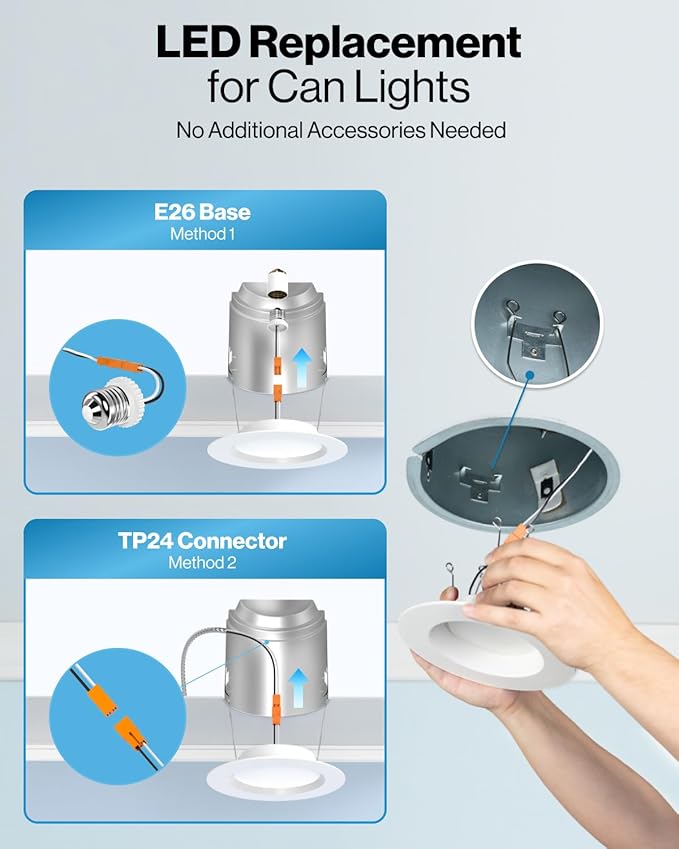 Sunco 6 Pack LED Recessed Lighting 6 Inch, Retrofit Can Lights, 965LM, 13W (100W Equivalent), Selectable CCT 2700K/3000K/3500K/4000K/5000K, Dimmable, Baffle Trim, Damp Rated UL