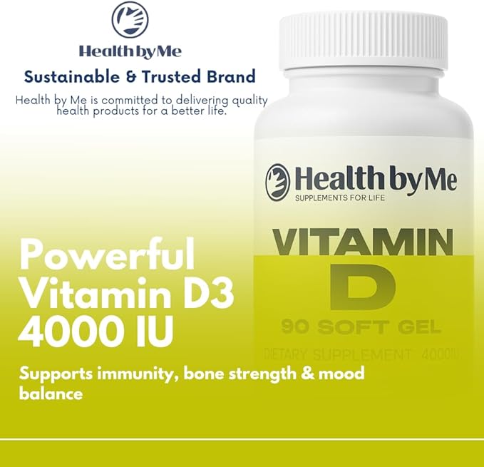 Complément de Vitamine D3 - Soutient la Santé des Os, des Dents, des Muscles et du Système Immunitaire - Vitamine D 4000 UI - 90 Gélules, 3 Mois d'Approvionnement
