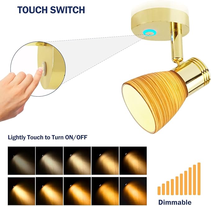 THALASSA Small 12V Boat Reading Lights - RV Interior Bedside Lights with Adjustable Warm White Brightness & Touch Switch, Surface-Mounted on Camper Motorhome Caravan Indoor 2.55“Diameter Light Base