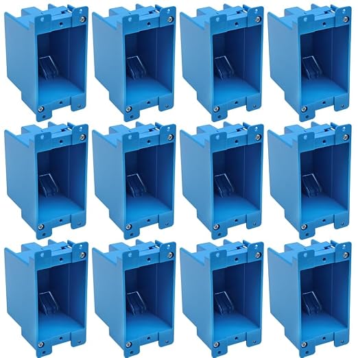 1-Gang 14cu.in.Blue Old Work Electrical Box,ETL,4-1/3-Inch Length by 2-1/4-Inch Width by 2-5/6-Inch Depth,PVC Outlet Box Single Gang,Wall Box for Switches Deep,for Home Renovation(12 Pack)