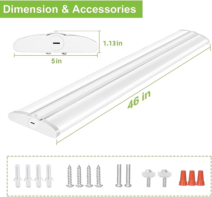 hykolity 4FT LED Wraparound Light with 3 Wattages/3 Lumens/3 CCT Selectable, 55W/65W/75W, 5500lm/6500lm/7500lm, 3000K/4000K/5000K Flush Mount Ceiling Light for Office Kitchen, ETL, 4 Pack