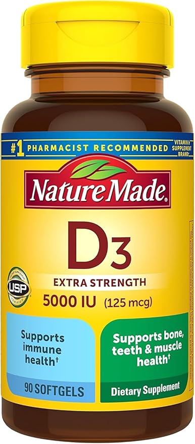 Nature Made Vitamine D3 5000 UI Gélules liquides 90 unités (Paquet de 2)