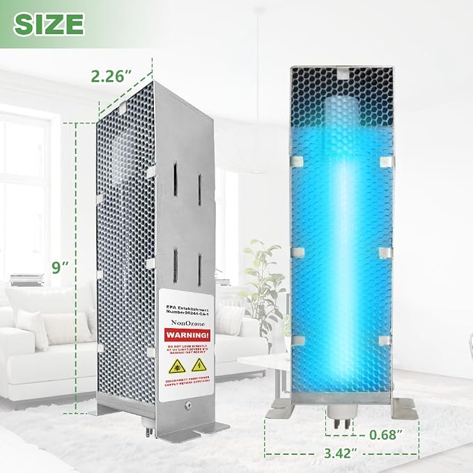Air Scrubber Advanced Photocatalytic Oxidation (PCO) 9 Inch Replacement Cell and Üν Bulb, Ozone Free Suitable for ActivTek InDuct 2000, A1013A, A1013C, A1013P, A1013Q, A1013U, 1 Pack