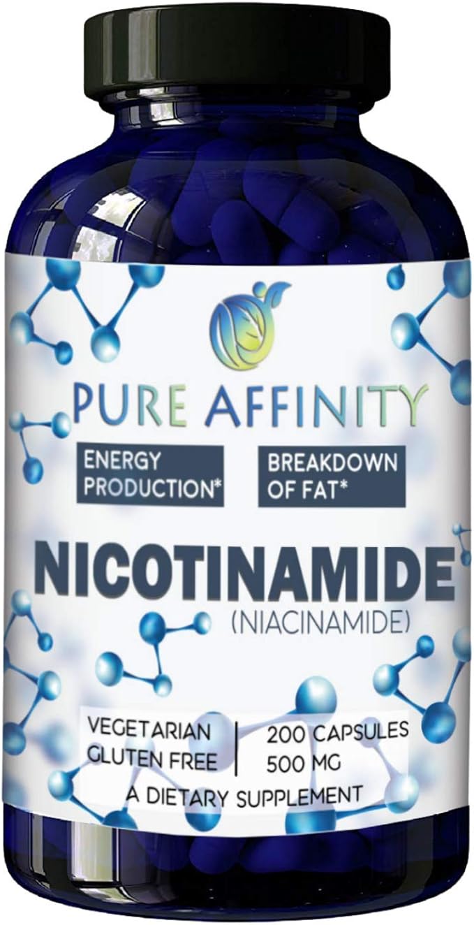 200 capsules ! B3 Nicotinamide 500 mg de niacine efficace sans rougeur. Stimulant énergétique, régénérateur cellulaire, soutient le déclin cognitif, anti-âge et aide à décomposer les glucides et les graisses (200 unités)