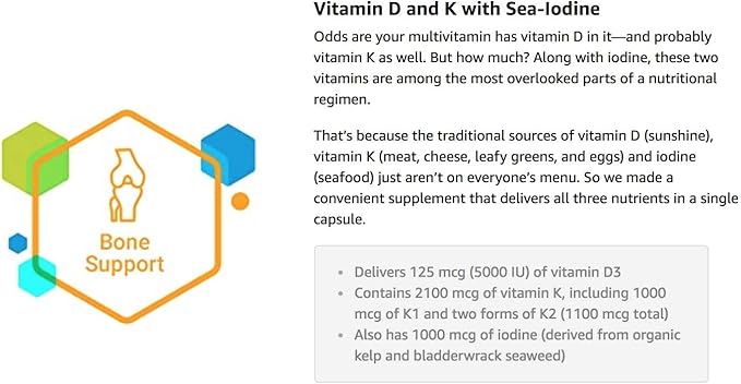 Life Extension Vitamines D et K avec iode marin, 90 capsules