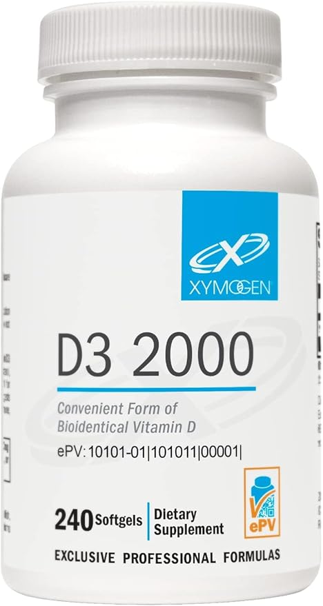 XYMOGEN D3 2000 - 生体利用効率の高いビタミンD3 2000 IU (50mcg) - 免疫、骨、心臓の健康をサポートする高効力ビタミンDサプリメント (240ソフトジェル)