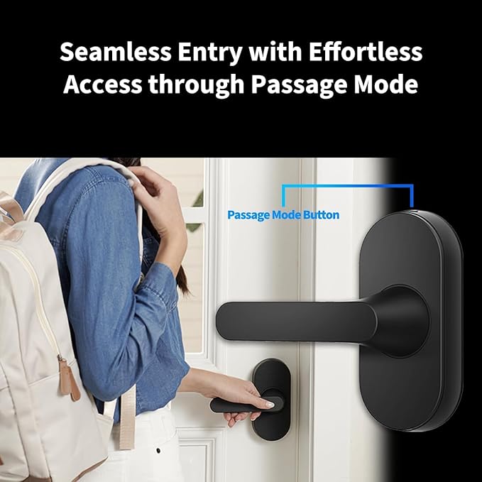 Aqara Smart Lock U300 Upgraded Version, Fingerprint Keyless Entry Door Lock with Handle, Matter Over Thread, Apple Home Keys, Touchscreen Keypad, Smart Lever Lock Supports Homekit Alexa Google, Silver