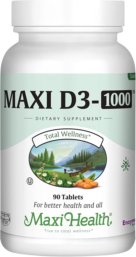 ビタミンD3 1000 IU 栄養補助食品 - 飲みやすい - 無臭・無味 - 成人女性・男性のカルシウム吸収、免疫、骨の健康をサポート - 90錠 - Maxi Health製