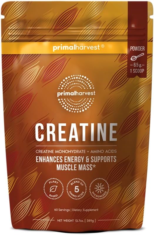 Primal Harvest Complément en poudre de créatine pour l'entraînement, la croissance musculaire et la remise en forme des hommes et des femmes, pour favoriser la récupération, la force, l'énergie et l'endurance (1)