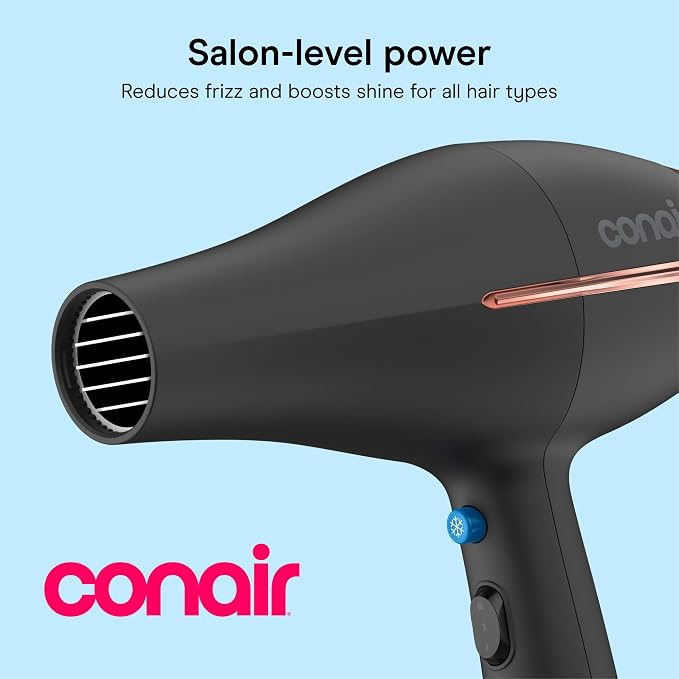 Conair InfinitiPRO AC Motor Pro Hair Dryer | Professional Ionic Ceramic Blow Dryer for Faster, Frizz-Free Drying on All Hair Types, Black, 650AMZL