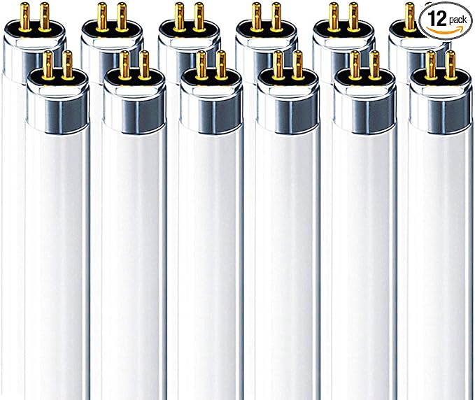 LUXRITE F54T5/841/HO 54W 46 Inch T5 Fluorescent Tube Light Bulb, 4100K Cool White, 4200 Lumens, G5 Mini Bi-Pin Base, LR20770, 12-Pack