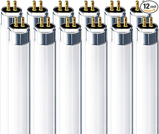LUXRITE F54T5/841/HO 54W 46 Inch T5 Fluorescent Tube Light Bulb, 4100K Cool White, 4200 Lumens, G5 Mini Bi-Pin Base, LR20770, 12-Pack