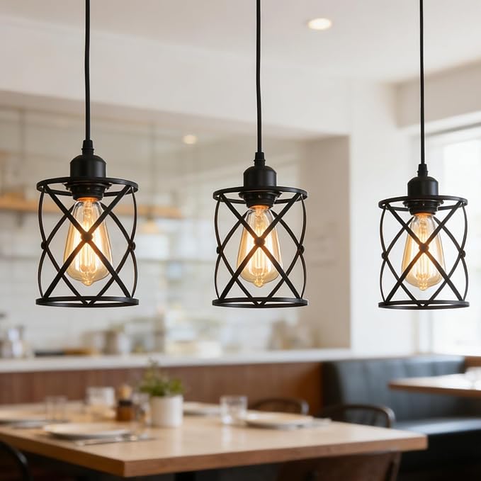 Farmhouse Pendant Lighting,Chandelier Industrial Pendant Light, Modern Kitchen Island Lights Fixtures Ceiling Hanging Dining Room Living Room