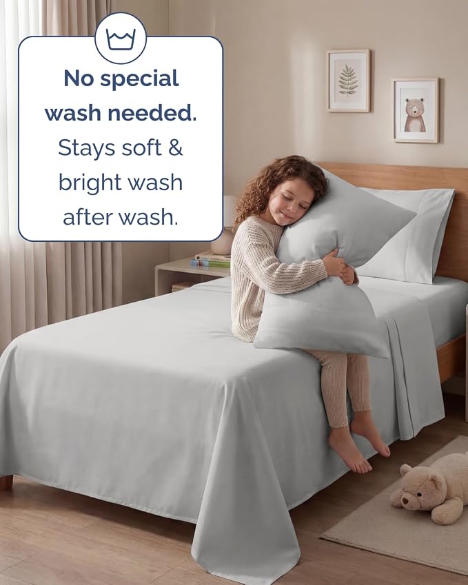 Twin 4 Piece Sheet Set - Comfy Breathable & Cooling - Ultra-Soft Hotel Luxury Bedding Set w/ 8-16 Inch Deep Pockets - 1 Flat & 1 Fitted Sheet & 2 Pillowcases - Wrinkle Free & Easy Care - French Grey