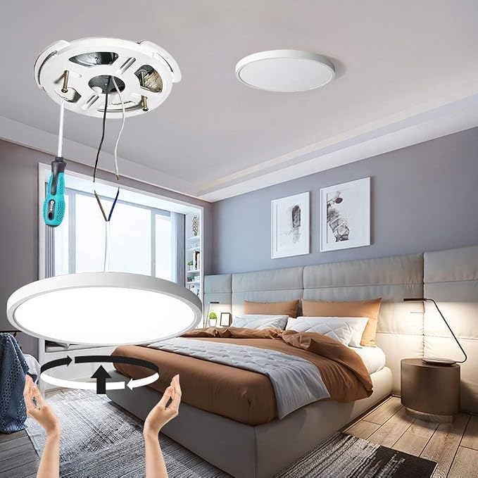 TALOYA 4-Pack 15.8" LED Flush Mount Ceiling Light Fixture,24W 5CCT,White | 100–240 VAC Input,Edge-Lit LED Modern Ceiling Lamp for Living Room,Bedroom,Hallway,Kitchens