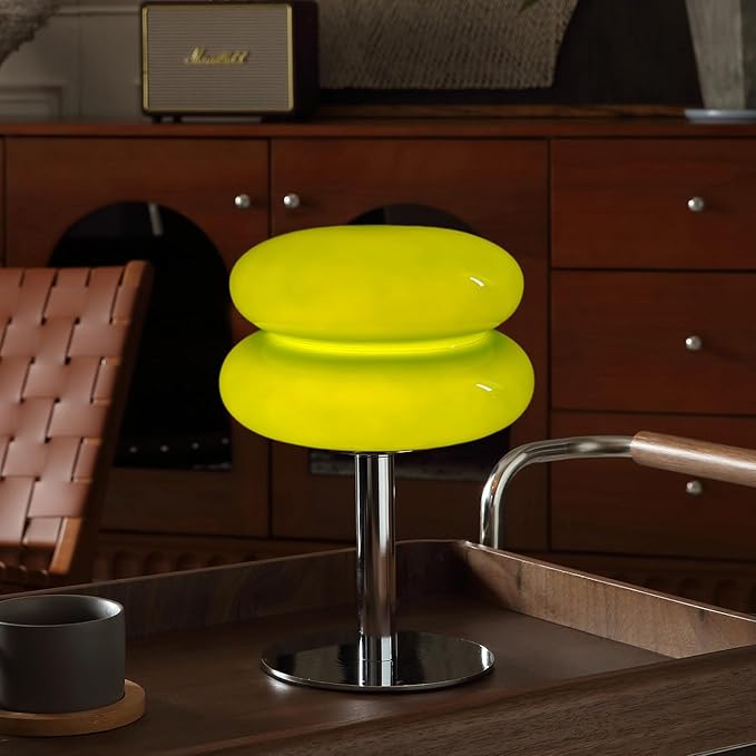 Glivpny Mushroom Lamp Table Lamp for Night Stands,Mid Century Modern Desk Lamps for Bedroom, Vintage Dimmable Bedside Small Cute Lamps, Cool Aesthetic House Warming Gifts New Home Decor (Green)