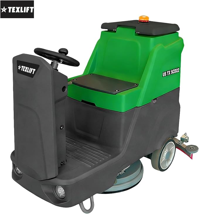 Ride-On Commercial Floor Scrubber Machine, 22″ Cleaning Width, 24V Battery Powered Scrubber Dryer with 21 Gal Tank for Warehouse, Retail & Facility Cleaning (US-TX-SCD22)