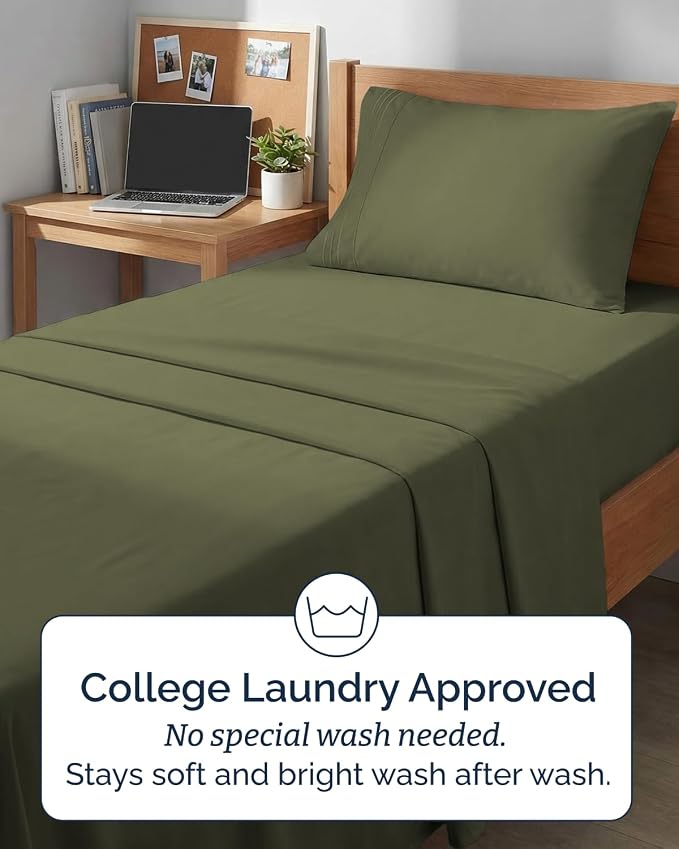 Twin XL 4 Piece Sheet Set - Comfy Breathable & Cooling - Ultra Soft Hotel Luxury Bedding Set w/ 8-16 Inch Deep Pockets - 1 Flat & 1 Fitted Sheet & 2 Pillowcases - Wrinkle Free & Easy Care - Sage Green