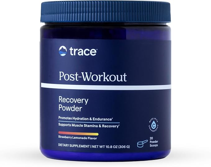 Trace Minerals Post-Workout - Post-Training Supplement for Muscle Recovery Support - Stamina, Strength & Hydration Aid - Sugar-Free, Gluten-Free & Vegan - Strawberry Lemonade - 20 Servings