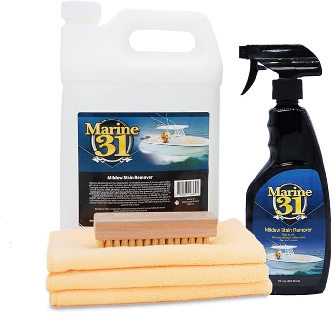 Nettoyant & Détachant Marine 31 contre la Moisissure | Efficace pour les Bateaux, Maisons, Terrasses, Salles de Bain & Douches | Élimine les Taches de Moisissure | Lot Combo | M31-370-RFK-1 | 20oz & Gallon