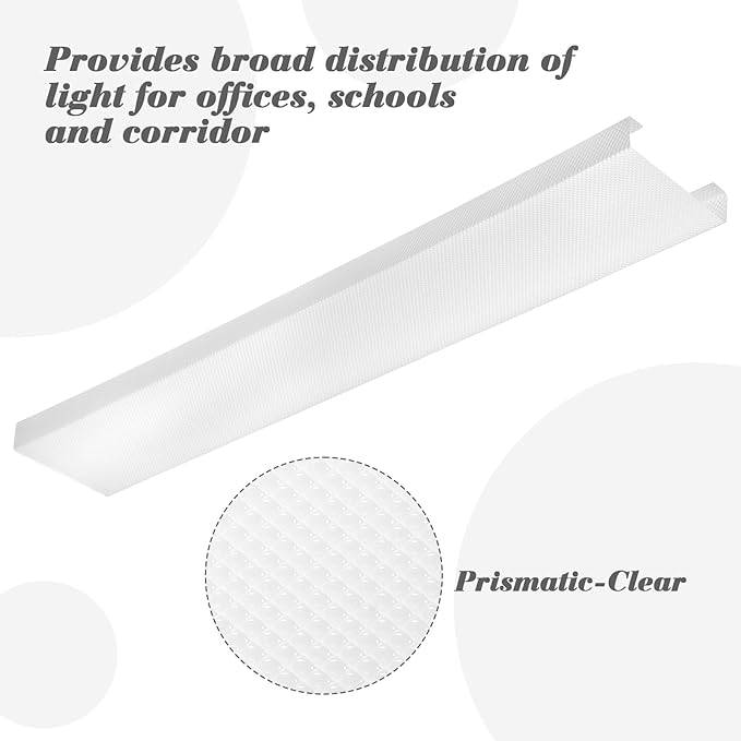 Beeveer 4 Pcs 48 Inch Fluorescent Light Fixture Covers Replacement Wrap Around Light Cover 4ft Two Bulb Replacement Lens Transparent Square Lenses for 4ft LED Ceiling, Home Kitchen Room