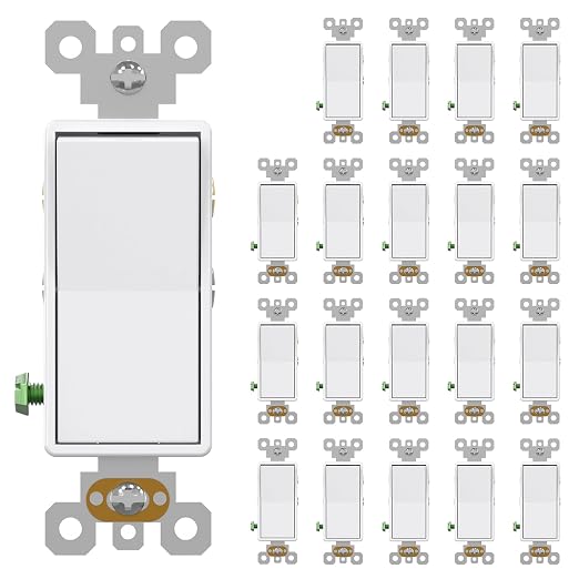AIDA 20 Pack 4 Way Switch Decorative Light Switch, 15Amp, 120/277 Volt, 4 Way Decorative Light Rocker Switch Replacement, Self-Grounding, Residential and Commercial Grade, UL Listed