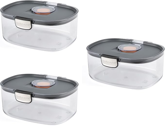 Progressive ProKeeper International Airtight Food Storage Container with Terracotta Disk for Freshness, Stackable & Dishwasher Safe, Ideal for Cookies, Baked Goods, & More 3 Quart, 3-Piece