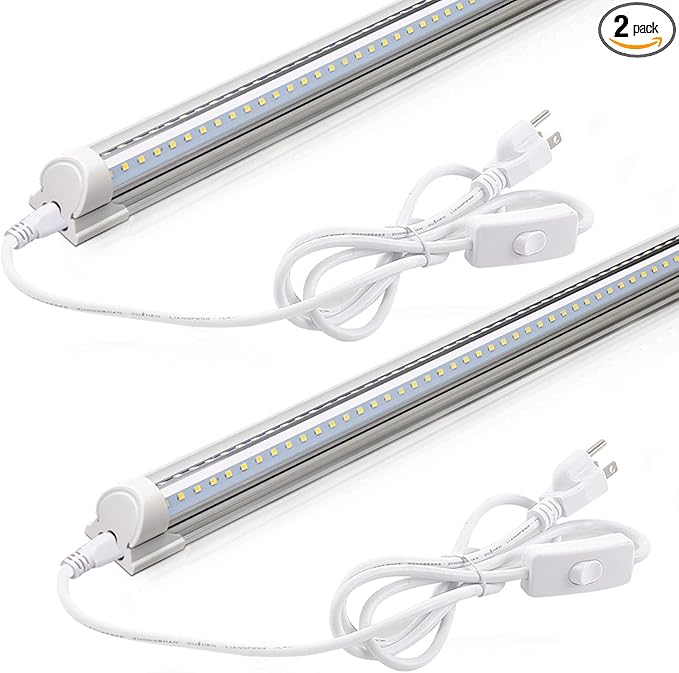Barrina LED Shop Light 2FT, 20W 3000LM 6500K, T8 LED Light Fixture, Clear Cover, Ceiling and Utility Linkable Tube Lights for Room, Garage, Workbench, Warehouse, 2 Packs
