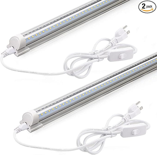 Barrina LED Shop Light 2FT, 20W 3000LM 6500K, T8 LED Light Fixture, Clear Cover, Ceiling and Utility Linkable Tube Lights for Room, Garage, Workbench, Warehouse, 2 Packs
