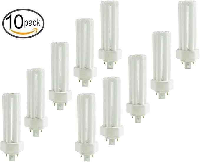 Circle (10 Pack) PLT-26W 830, 4 Pin GX24q-3, 26 Watt Triple Tube, Compact Fluorescent Light Bulb, 3000K Soft White, 10 Count.
