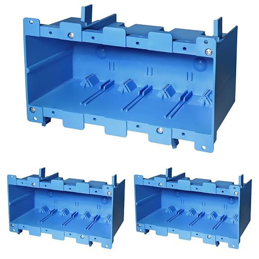 4 Gang Old Work Electrical Box,Blue,71 Cu.in.Switch/Outlet Box,7-3/4-Inch Length by 5-1/3Inch Width by 3-1/2Inch Depth,PVC Old Work Outlet Box for Constructions, ETL Certified(3 Pack)