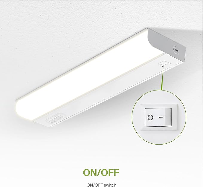 ASD LED Under Cabinet Lighting Hardwired, 18 Inch 10W 2700K-5000K Selectable, 807LM, CRI90+, Direct Wire Linkable Under Counter Lights for Kitchen, Dimmable Under Cabinet Lights, White, UL Certified