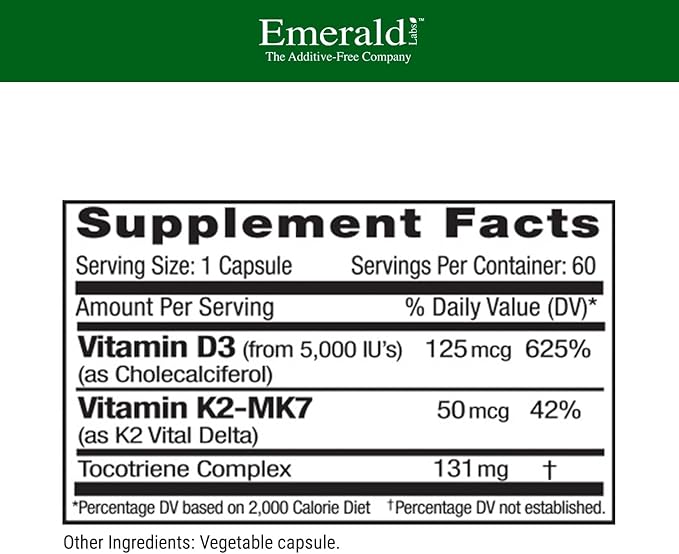 EMERALD LABS Vitamin D3+K2 (60 Caps) & Zinc 25mg (90 Caps) - Bone Health, Heart Support, Immune Support, Digestive Health, Oxidative Stress Support - Gluten-Free