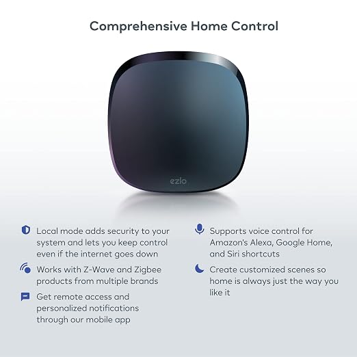 EzloPlus Smart Home Hub with Zigbee & Z-Wave. Works with Wi-Fi Devices Associated with Amazon Alexa Devices & Google Assistant to Control Smart Locks, Lights and Switches