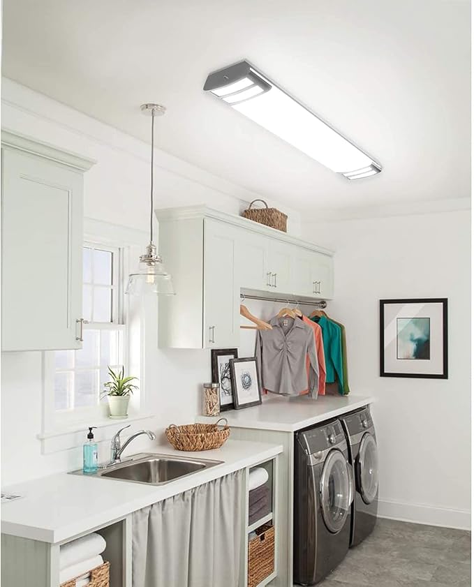 ANTLUX 4ft led Light Fixture 50W 5600lm LED Linear Flush Mount Light, 4000K, 4 Foot led Kitchen Ceiling Light fixtures for Living Room, Laundry, Replace for Fluorescent Version 2 Pack