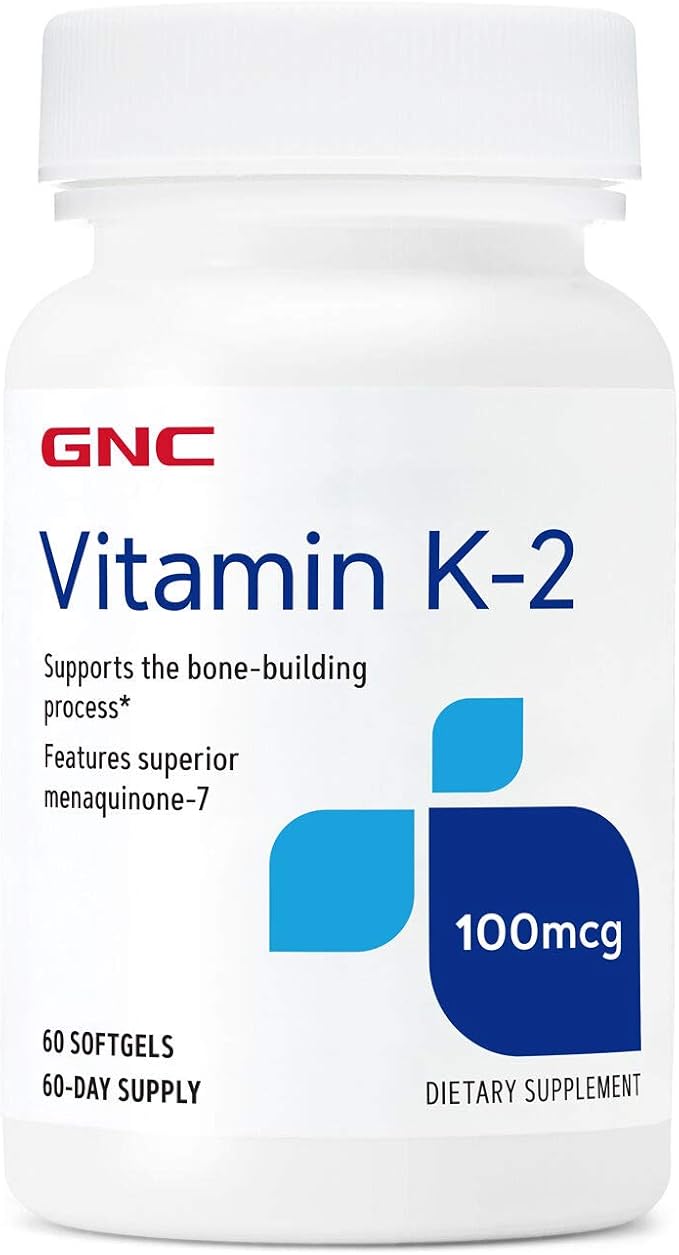 GNC ビタミンK-2 100mcg、骨形成プロセスをサポート、60ソフトジェル