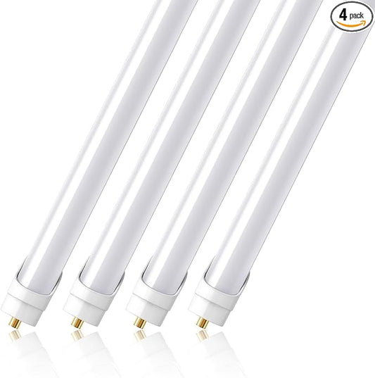 Barrina 8FT LED Bulbs, 44W 4500 Lumen 6500K Super Birght Light, T8 T10 T12 LED Fluorescent Replacement Tube, FA8 Single Pin T8 LED Bulbs 8 Foot Ballast Bypass, Dual-End Powered, Frosted Cover, 4 Packs