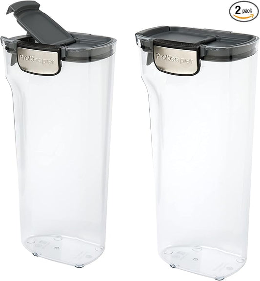 Progressive International ProKeeper+ Clear Plastic Airtight Food Baker's Kitchen Storage Organization Container Canister Set with Magnetic Accessories, 2- Piece Set (Pasta 2.4-Quart)