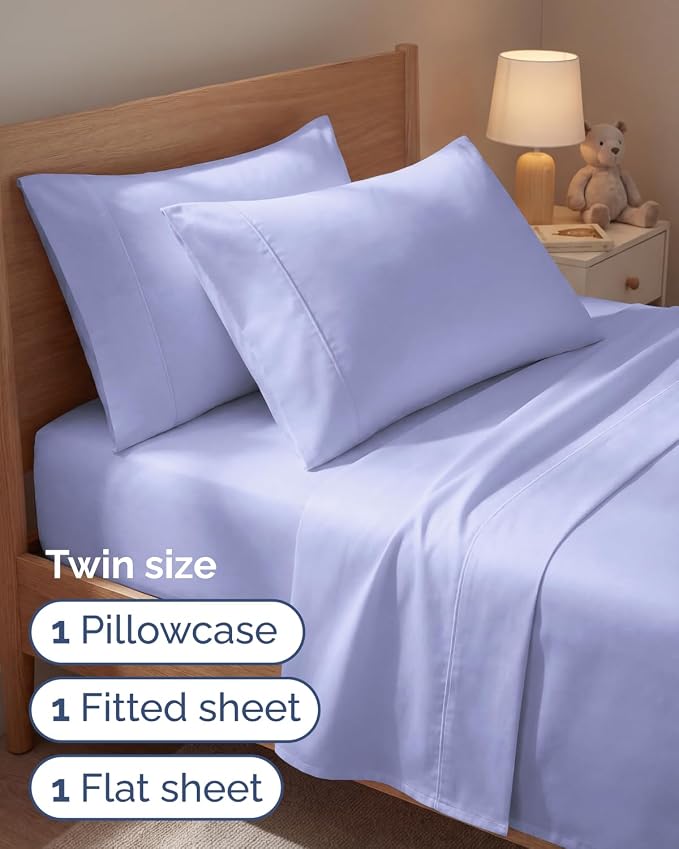 Twin 4 Piece Sheet Set - Comfy Breathable & Cooling - Ultra Soft Hotel Luxury Bedding Set w/ 8-16 Inch Deep Pockets - 1 Flat & 1 Fitted Sheet & 2 Pillowcases - Wrinkle Free and Easy Care - Lavender