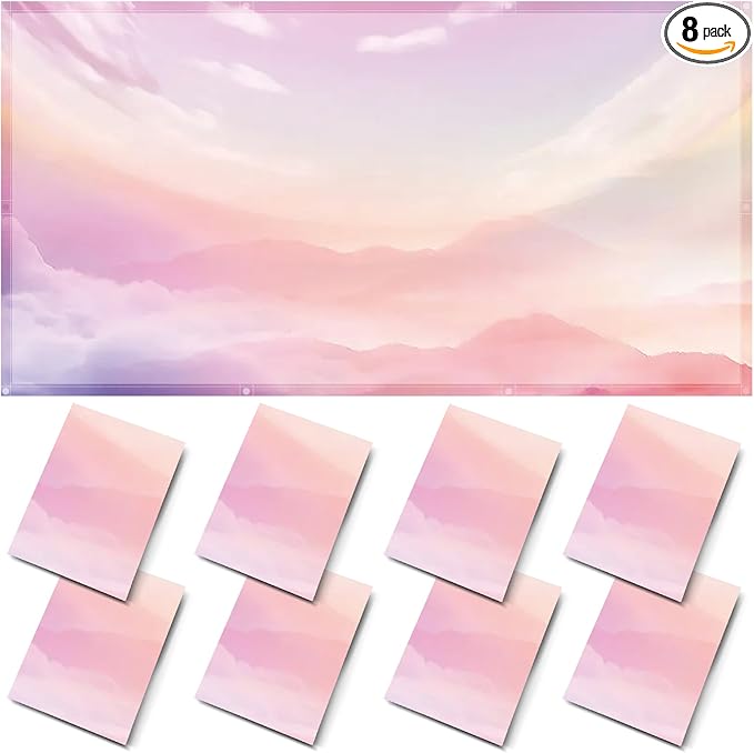 ANGSYLTH 8 Pcs Fluorescent Light Covers - 4 x 2 Feet Covers for Ceiling Lights, 8 x 10 Magnetic Light Filters for Classroom, Office, Hospitals (Pink - Sky)