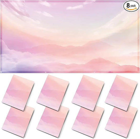 ANGSYLTH 8 Pcs Fluorescent Light Covers - 4 x 2 Feet Covers for Ceiling Lights, 8 x 10 Magnetic Light Filters for Classroom, Office, Hospitals (Pink - Sky)