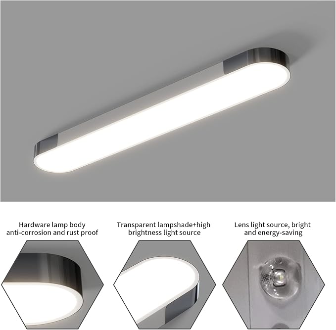 Qcyuui Dimmable LED Ceiling Light Modern Acrylic Linear LED Ceiling Lamp 39.4in Semi Flush Mount Wraparound Shape Lighting Fixture with Remote Control for Kitchen Dining Room (48W/3000-6500K)