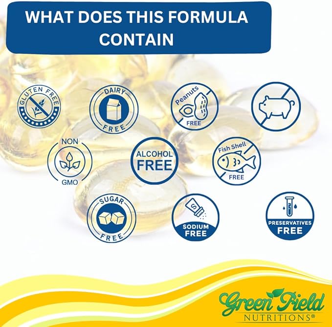 Greenfield Nutritions Vitamine D3 Halal 2000 UI Gélule - D3 Haute Puissance 50 mcg, 120 Mini-Gélules Non Aromatisées - Vitamines D Halal avec Gélatine de Bœuf Halal, Soutient l'Immunité, les Os, les Dents, le Cerveau et les Cheveux