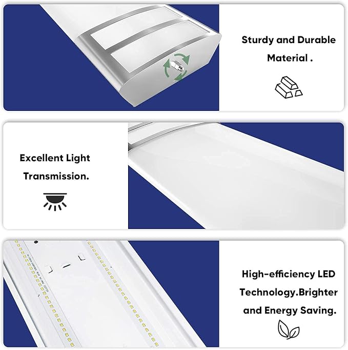 ANTLUX 4ft LED Flush Mount Linear Lights 40W 4500lm Kitchen Light Fixtures, 5000K, 4 Foot led Kitchen Ceiling Light fixtures for Living Room, Laundry, Replace for Fluorescent Version 2 Pack