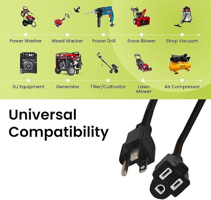 Go Green Power Inc. (GG-14050BK) 12/3 SJTW Outdoor Extension Cord, Black, 50 ft